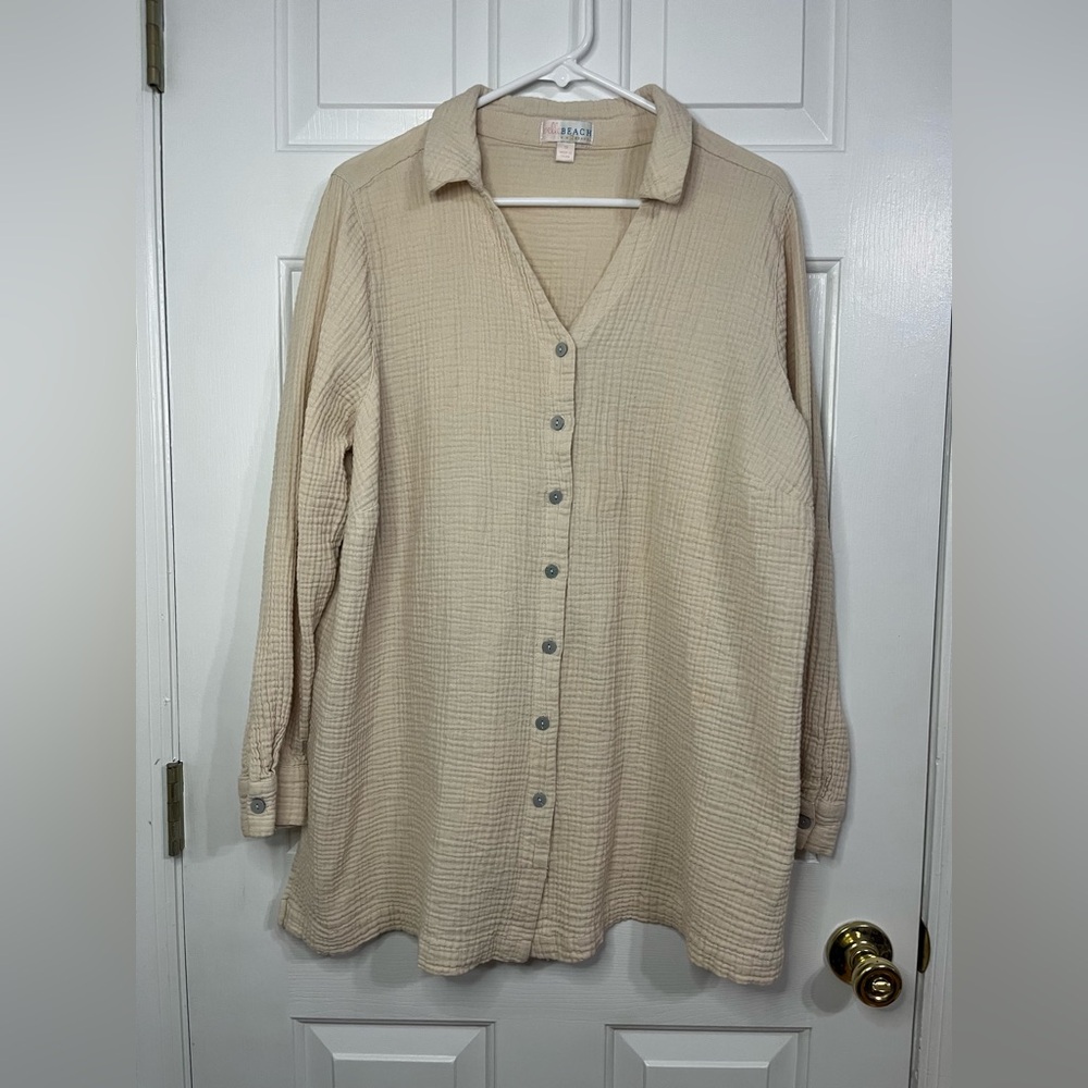 Button Down Beach/Swim Cover Up - 1X